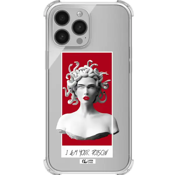 a statue of a woman with snakes on her head Apple iPhone 13 Pro Clear PC Case