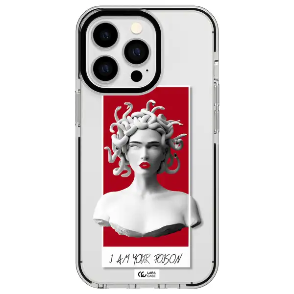a statue of a woman with snakes on her head Apple iPhone 13 Pro impact black border Case