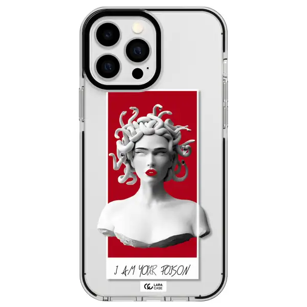 a statue of a woman with snakes on her head Apple iPhone 13 Pro Max impact black border Case