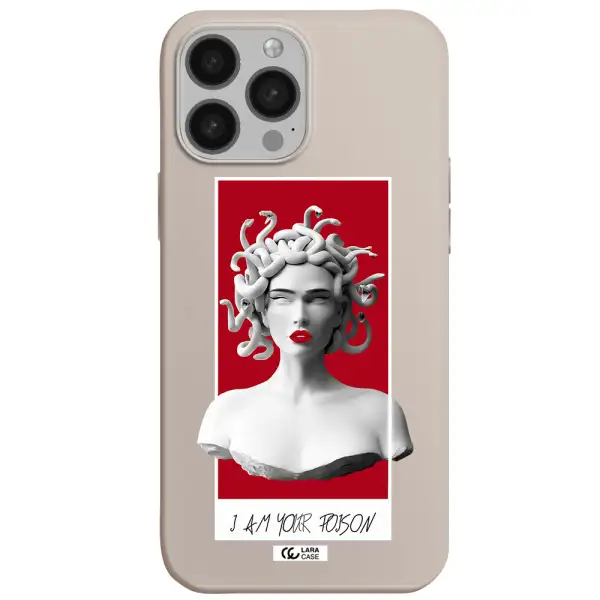 a statue of a woman with snakes on her head Apple iPhone 13 Pro Max Silicone Stone Case