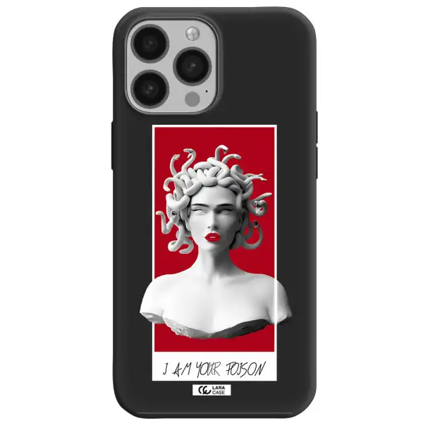a statue of a woman with snakes on her head Apple iPhone 13 Pro Silicone black Case