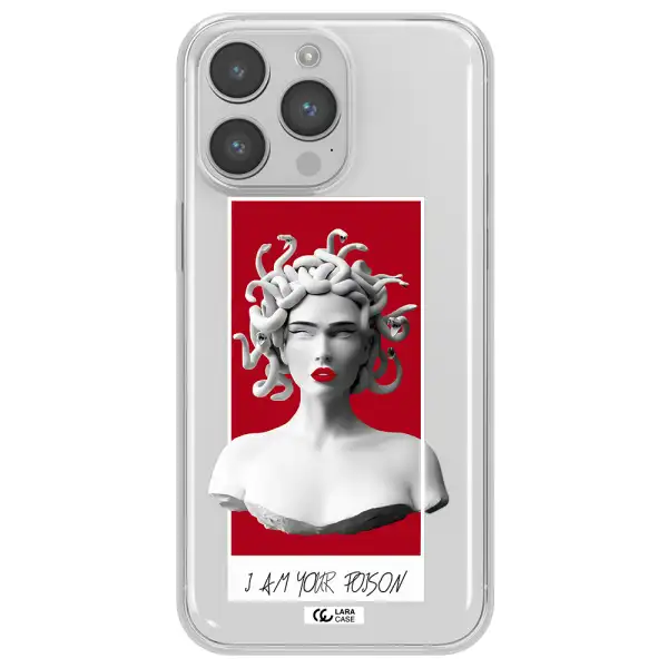 a statue of a woman with snakes on her head Apple iPhone 14 pro Clear TPU Case