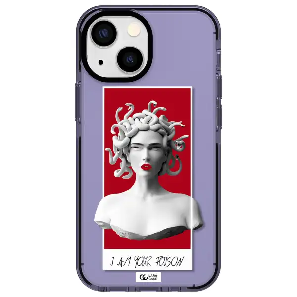 a statue of a woman with snakes on her head Apple iPhone 15 impact Lilac Case