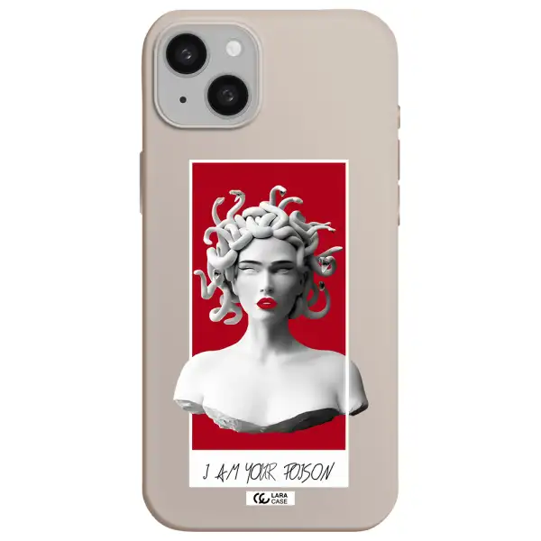 a statue of a woman with snakes on her head Apple iphone 15 plus Silicone Stone Case