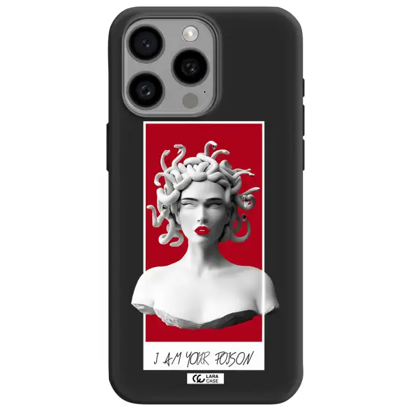 a statue of a woman with snakes on her head Apple Iphone 15 Pro max Silicone black Case