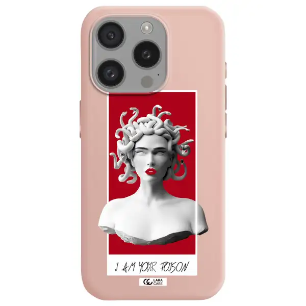 A Statue Of A Woman With Snakes On Her Head Apple Iphone 15 Pro Silicone Pastel Pink Case