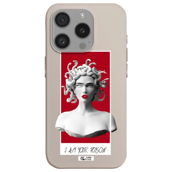 A Statue Of A Woman With Snakes On Her Head Apple Iphone 15 Pro Silicone Stone Case