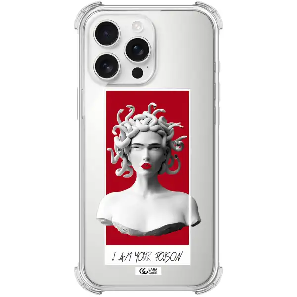 A Statue Of A Woman With Snakes On Her Head Apple Iphone 16 Pro Max Clear Pc Case