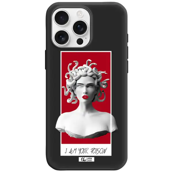 A Statue Of A Woman With Snakes On Her Head Apple Iphone 16 Pro Max Silicone Black Case