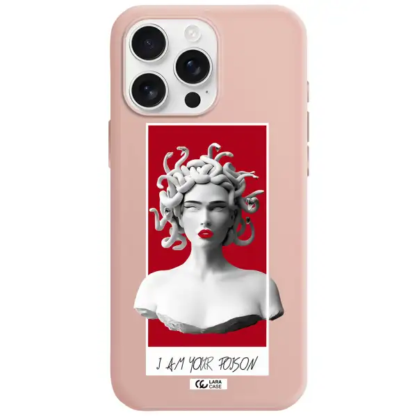 A Statue Of A Woman With Snakes On Her Head Apple Iphone 16 Pro Max Silicone Pastel Pink Case