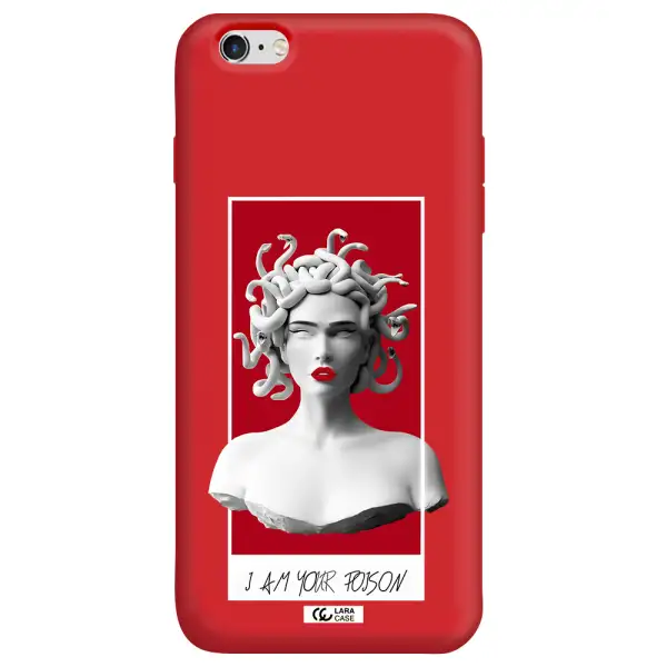 a statue of a woman with snakes on her head Apple iPhone 6 plus Silicone Imperial Red Case