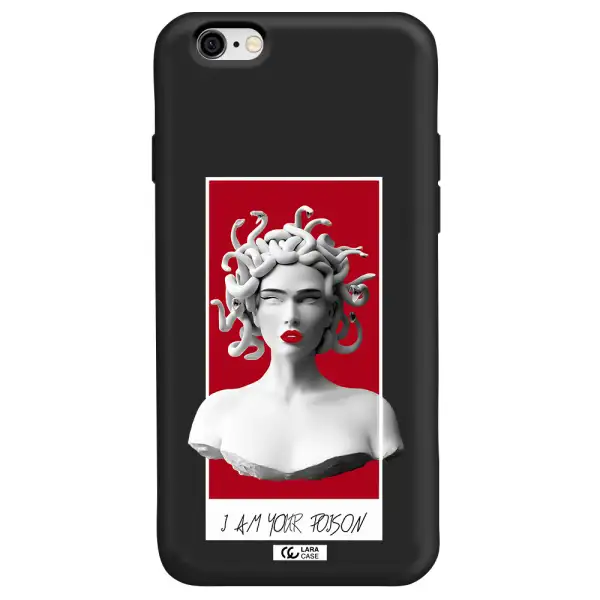 a statue of a woman with snakes on her head Apple iPhone 6 Silicone black Case