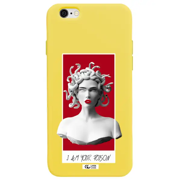 a statue of a woman with snakes on her head Apple iPhone 6 Silicone canary yellow Case