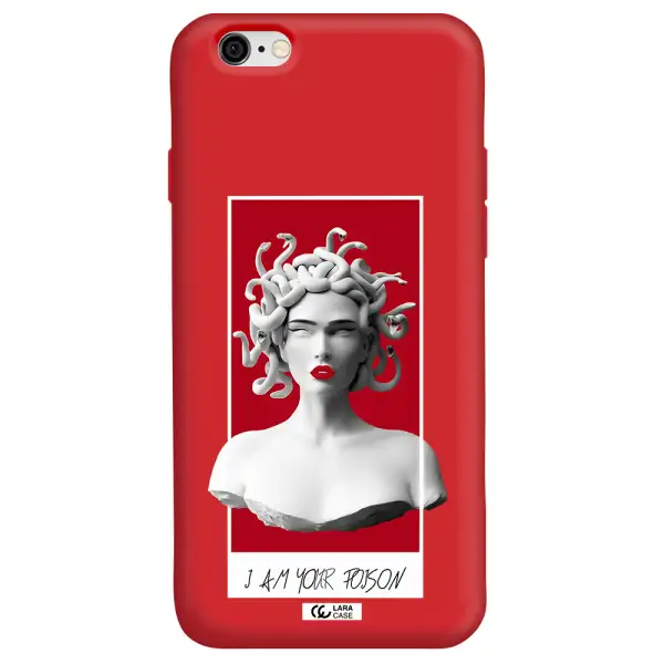 a statue of a woman with snakes on her head Apple iPhone 6 Silicone Imperial Red Case
