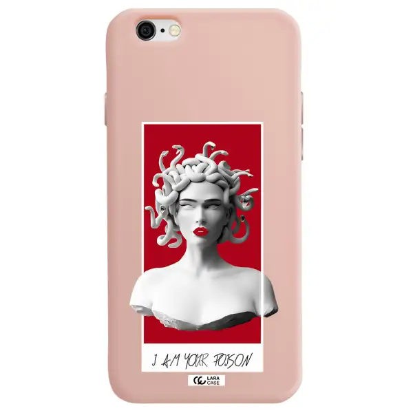a statue of a woman with snakes on her head Apple iPhone 6 Silicone pastel pink Case