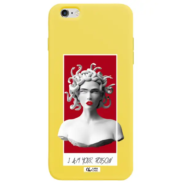 a statue of a woman with snakes on her head Apple iPhone 6S Silicone canary yellow Case