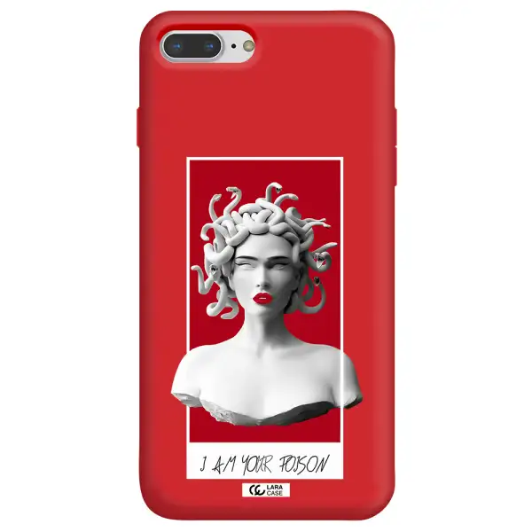a statue of a woman with snakes on her head Apple iPhone 7 plus Silicone Imperial Red Case