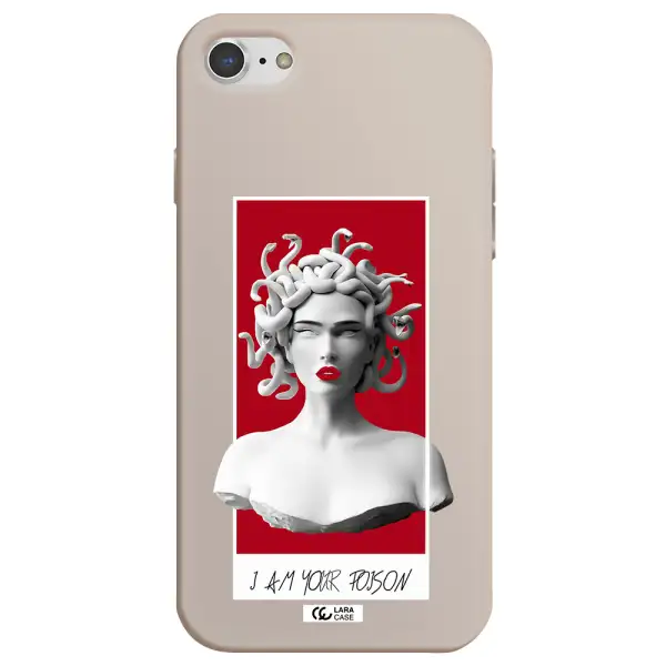 a statue of a woman with snakes on her head Apple iPhone 7 Silicone Stone Case