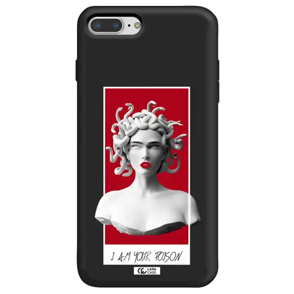 a statue of a woman with snakes on her head Apple iPhone 8 plus Silicone black Case