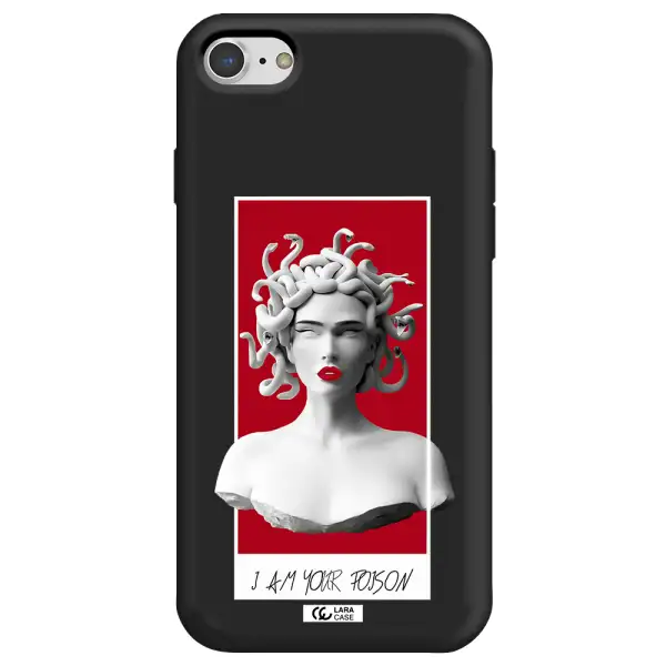 a statue of a woman with snakes on her head Apple iPhone 8 Silicone black Case