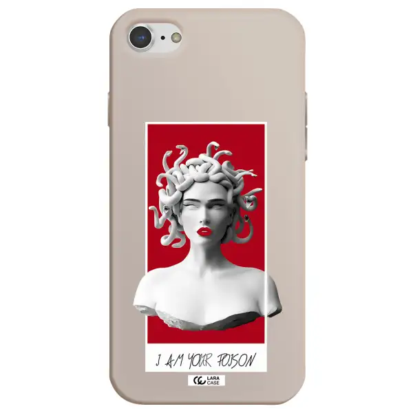 a statue of a woman with snakes on her head Apple iPhone 8 Silicone Stone Case
