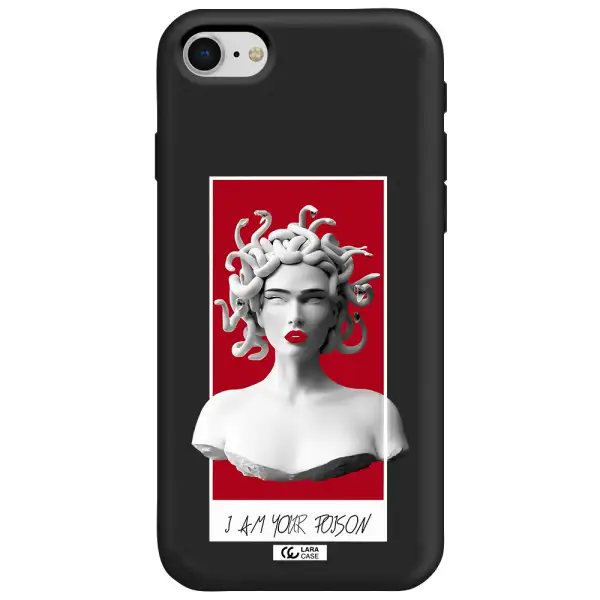 a statue of a woman with snakes on her head Apple iPhone se 2020 Silicone black Case