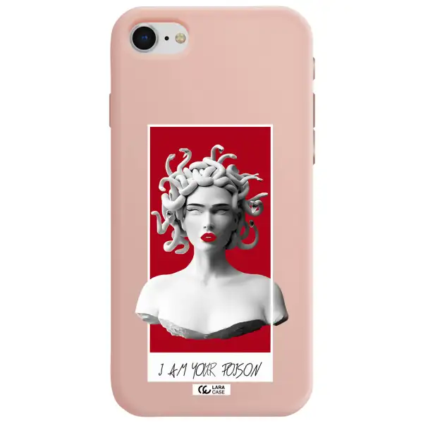 a statue of a woman with snakes on her head Apple iPhone se 2020 Silicone pastel pink Case