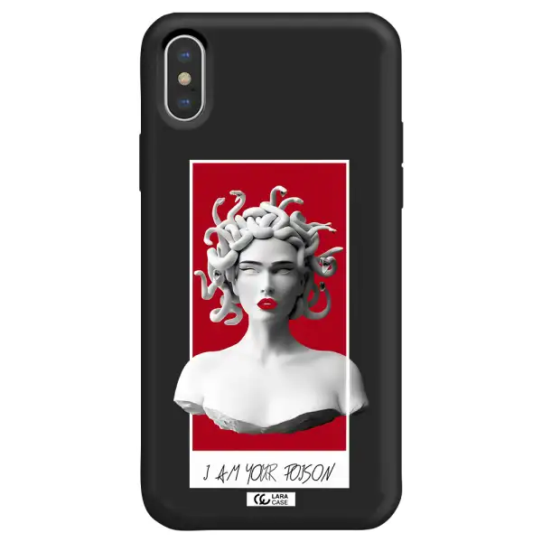 a statue of a woman with snakes on her head Apple iPhone X Silicone black Case