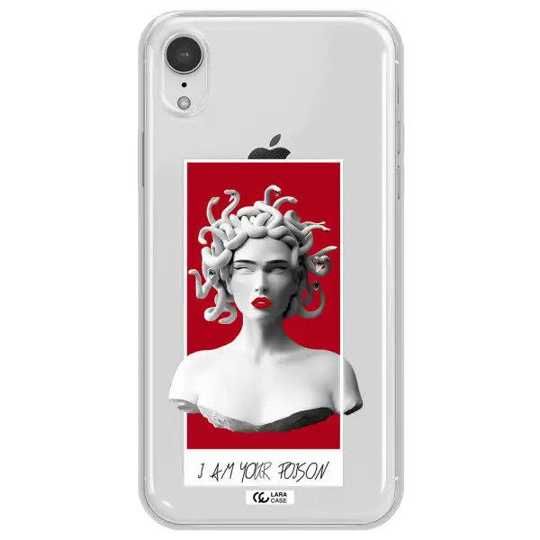 a statue of a woman with snakes on her head Apple iPhone XR Clear TPU Case