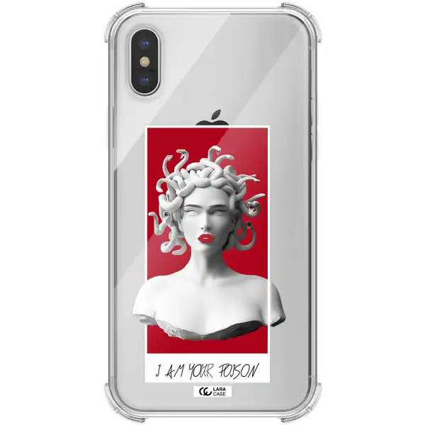 a statue of a woman with snakes on her head Apple iPhone XS max Clear PC Case