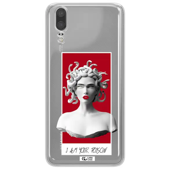 a statue of a woman with snakes on her head Huawei P20 Clear TPU Case