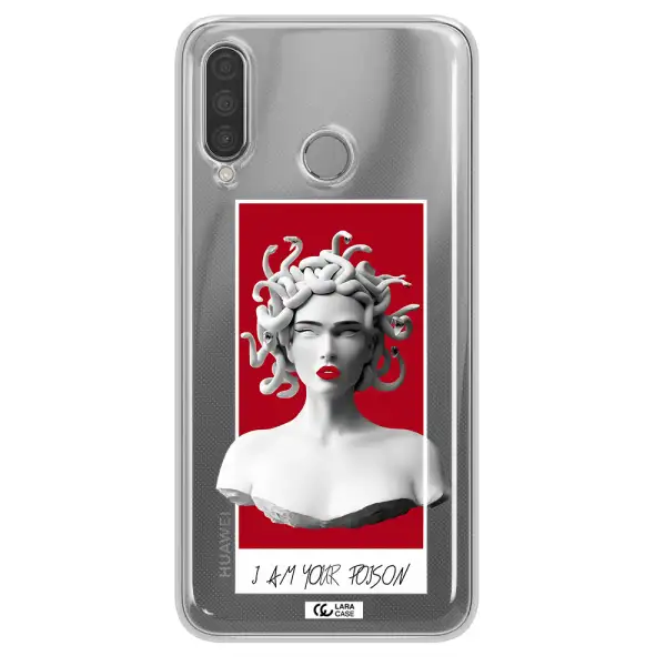a statue of a woman with snakes on her head Huawei P30 Lite Clear TPU Case