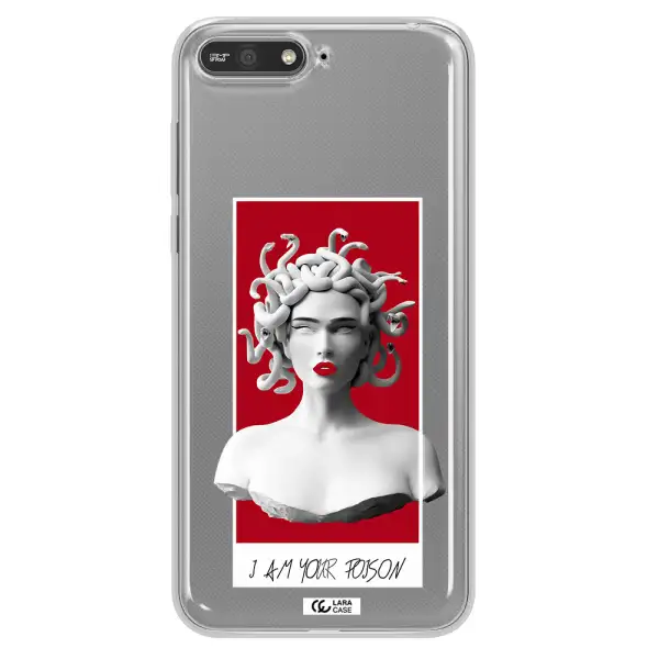a statue of a woman with snakes on her head Huawei Y6 2018 Clear TPU Case