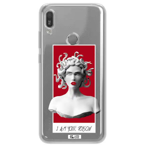 a statue of a woman with snakes on her head Huawei Y6 2019 Clear TPU Case