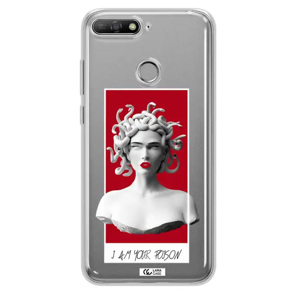 a statue of a woman with snakes on her head Huawei Y6 Prime 2018 Clear TPU Case