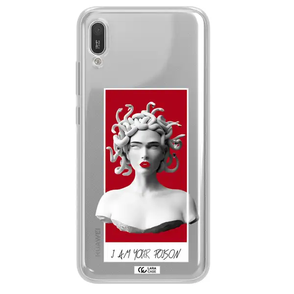 a statue of a woman with snakes on her head Huawei Y6 Pro 2019 Clear TPU Case
