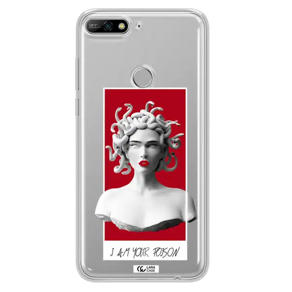 a statue of a woman with snakes on her head Huawei Y7 2018 Clear TPU Case