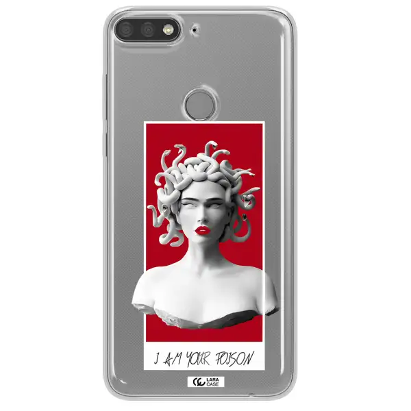 a statue of a woman with snakes on her head Huawei Y7 Prime 2018 Clear TPU Case