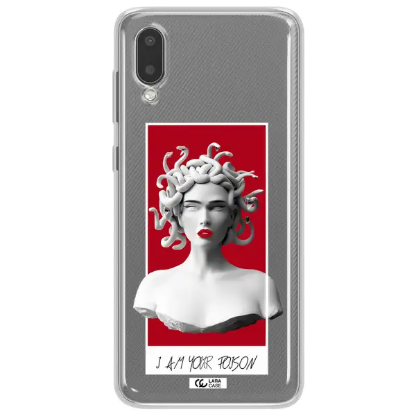 a statue of a woman with snakes on her head Samsung A02 Clear TPU Case