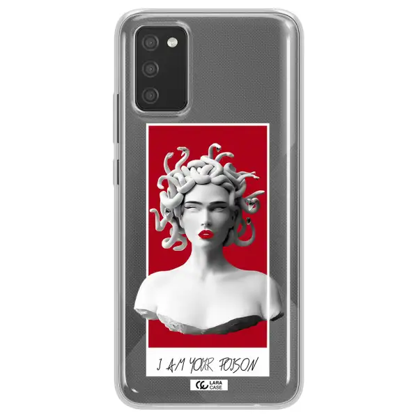 a statue of a woman with snakes on her head Samsung A02S Clear TPU Case