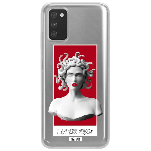 a statue of a woman with snakes on her head Samsung A03S Clear TPU Case