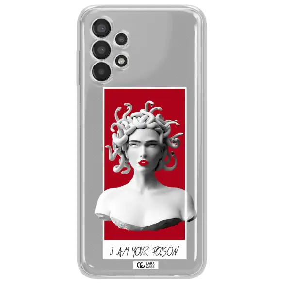 a statue of a woman with snakes on her head Samsung A13 Clear TPU Case