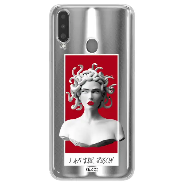 a statue of a woman with snakes on her head Samsung A20S Clear TPU Case