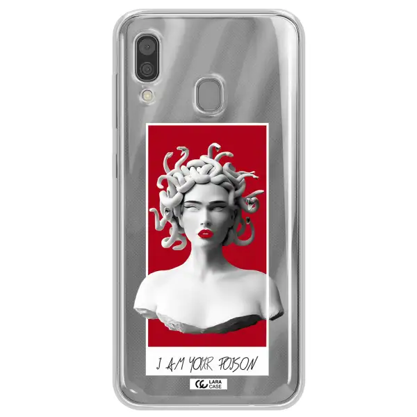 a statue of a woman with snakes on her head Samsung A30 Clear TPU Case