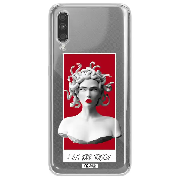a statue of a woman with snakes on her head Samsung A30S Clear TPU Case