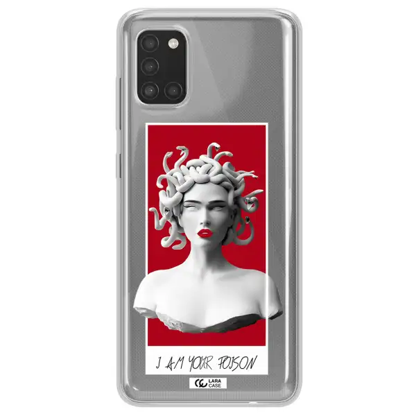 a statue of a woman with snakes on her head Samsung A31 Clear TPU Case