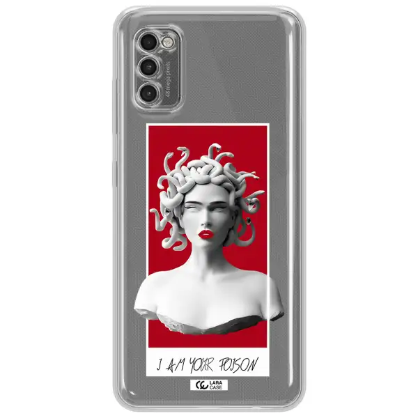 A Statue Of A Woman With Snakes On Her Head Samsung A41 Clear Tpu Case