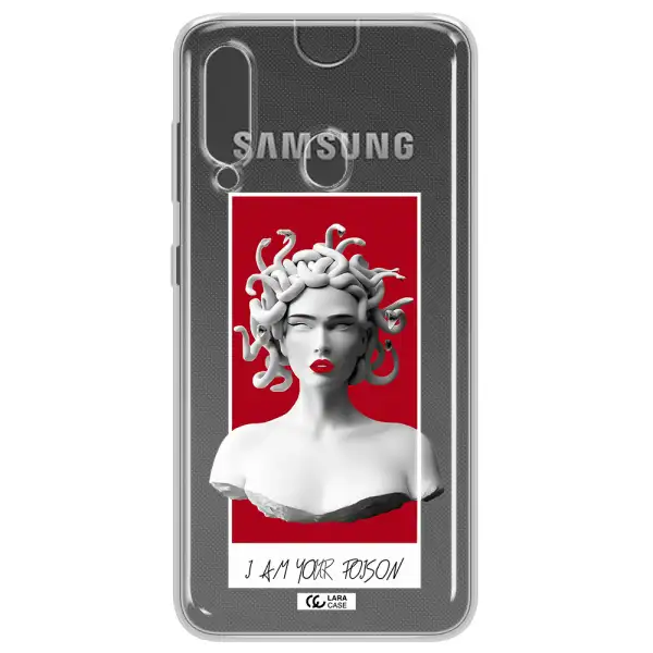 a statue of a woman with snakes on her head Samsung A60 Clear TPU Case