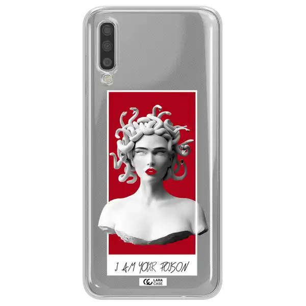 a statue of a woman with snakes on her head Samsung A70 Clear TPU Case