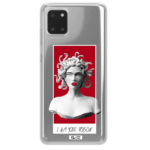 a statue of a woman with snakes on her head Samsung A81 Clear TPU Case